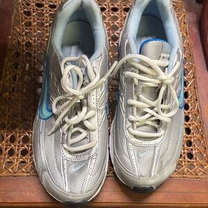 Nike Silver and Light Blue Women's Running Sneakers